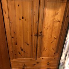 Solid pine wardrobe with three drawers