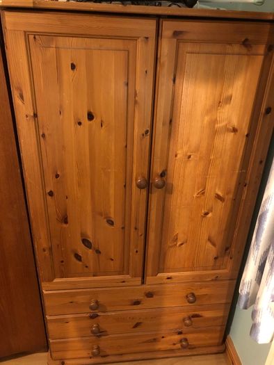 Solid pine wardrobe with three drawers