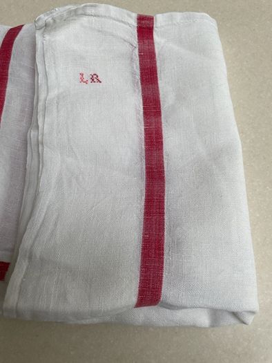 French monogrammed linen teacloths