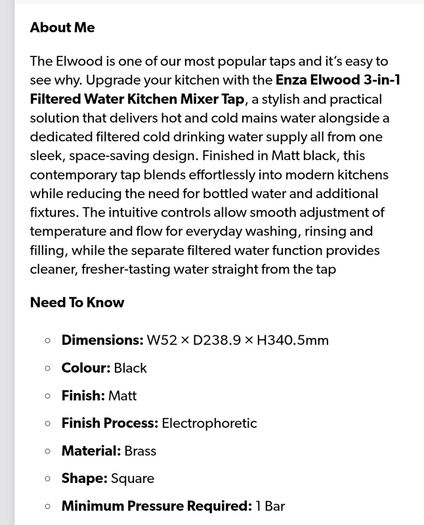 Black Kitchen Mixer Tap with Filtered Water