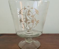 19th century pedestal vase with enamel painted motif