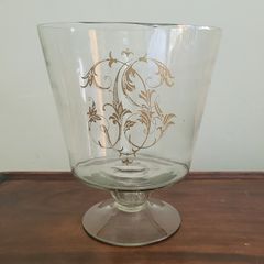 19th century pedestal vase with enamel painted motif