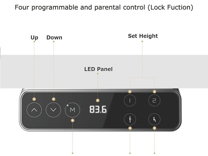 _Electrically height-adjustable desk with collision protection, memory control and soft start / stop function (black)