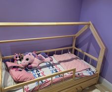 Kids Wooden House Bed with Drawers