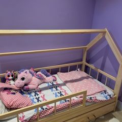 Kids Wooden House Bed with Drawers