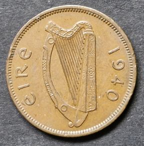 1940 Ireland Half Penny coin
