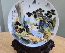 Japanese Hand Painted Plate & Stand