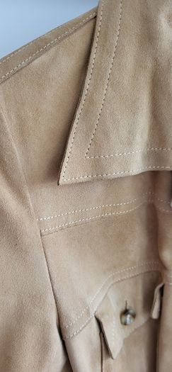 Camel suede safari style jacket Sz L (Fit 12-14UK)