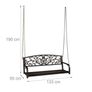 Hanging Bench Metal Brown Weatherproof Swing with Chains Hanging ChairSeater Garden Bench Image 3