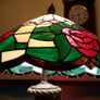 Vintage 34 Inches Tall Large Art Deco Bronze / Copper And Caged Glass Tiffany Lamp With 18.75 Inch Diameter Stained Glass Shade Image 6