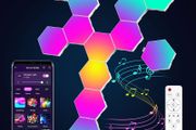 Hexagon Lights Gaming with Remote &amp; App Control, 12 Pack RGB Led Hex Light Panels, Geometry Night Lamp DIY Hexagon Smart Wall Lights Sync to Music for Room Bar Decor Gaming Setup