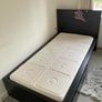 Solid Black Single Bed Frame with High Headboard, Slats & Storage Drawer Image 3