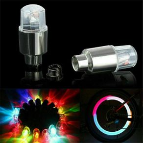 2Pcs Colourful Car Tire Valve Caps LED Car Motorcycle Cycling Kids Childs Bike Bicycle Wheel Lantern Spokes Hub Tyre Lamp Wheel Caps Auto Tyre Accessories
