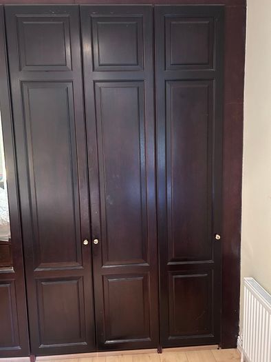 Large Fitted Wardrobe  Dark Wood with Mirrored Doors ono