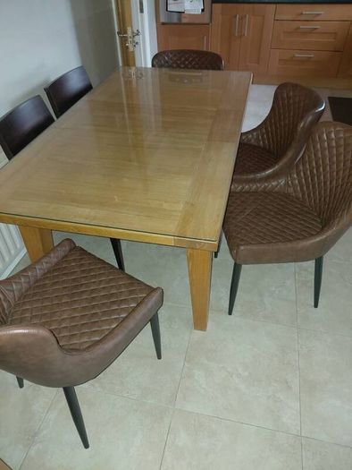 Matching solid wood table and dresser