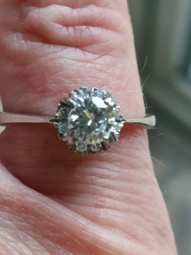 Diamond cluster engagement ring with papers