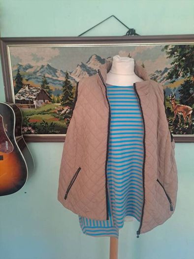 Quilted Isle gilet with knitted arm trim