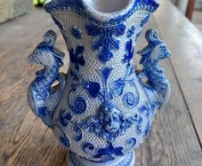Antique 1880s Westerwald salt glazed German pottery, vase, no damage, post 15e