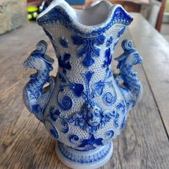 Antique 1880s Westerwald salt glazed German pottery, vase, no damage, post 15e