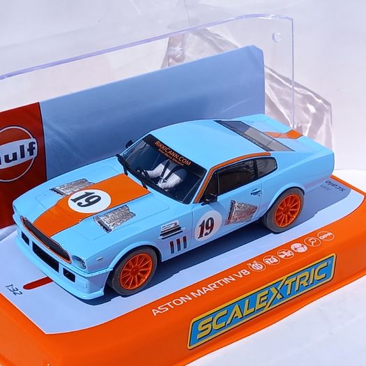 Scalextric Aston Martin V8 Gulf Slot Car (C4209 saloon classic touring gt)