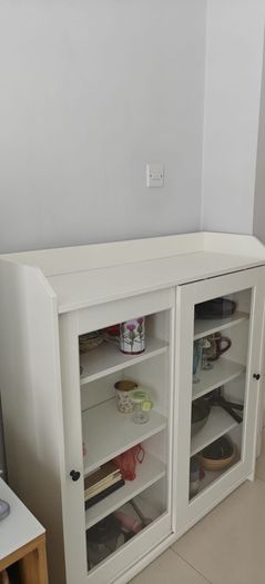 White Glass-Door Storage Cabinet + Handmade Star L