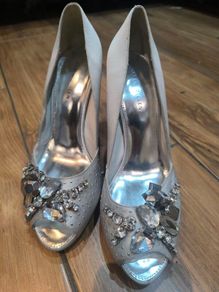 Karen Millen Silver Embellished Heels