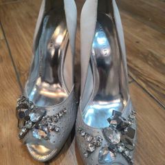 Karen Millen Silver Embellished Heels