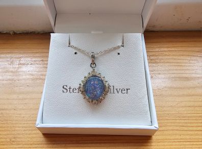 Australian Boulder Opal Sterling Silver Necklace