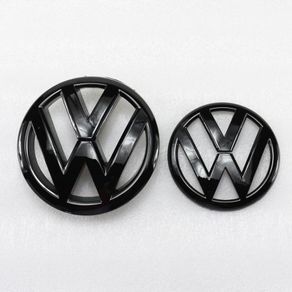 130mm 100mm Gloss Full Black Front Grill Rear Trunk Lid Emblem Badge Replacement Car Logo Emblem for Volkswagen Jetta MK6 2011-2014