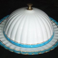 Antique Fine Bone China Muffin/Butter Dish