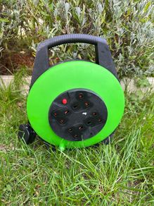 ExtraStar 13A Electrical Extension Reel, 4 Sockets Cable Reel with Winding Handle 1100W/3120W Thermal Cut Out, Heavy-Duty 10M Extension Lead - Green
