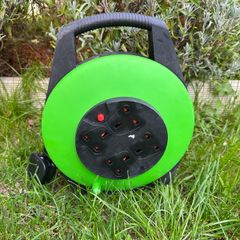 ExtraStar 13A Electrical Extension Reel, 4 Sockets Cable Reel with Winding Handle 1100W/3120W Thermal Cut Out, Heavy-Duty 10M Extension Lead - Green