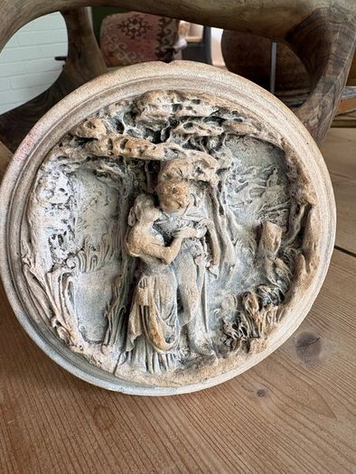 Antique Meerschaum hand sculpted circular plaque