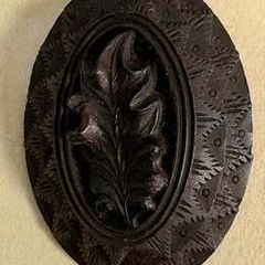 Antique Irish Bog Oak Brooch  Victorian Mourning Jewellery