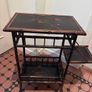 Vintage Bamboo black lacquered and painted tea table. Image 3