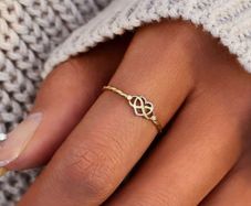 ALMORA S925 Silver Gold Plated Infinity Heart Ring - Size 9