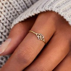 ALMORA S925 Silver Gold Plated Infinity Heart Ring - Size 9