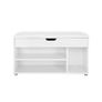 Padded shoe bench 3 compartments white shoe bench with seat cushion, 3 compartment chest, seat for shoe storage with seat, 2 steps, hallway furniture, white Maximum load capacity 150 kg Image 2