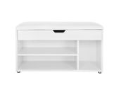 Padded shoe bench 3 compartments white shoe bench with seat cushion, 3 compartment chest, seat for shoe storage with seat, 2 steps, hallway furniture, white Maximum load capacity 150 kg