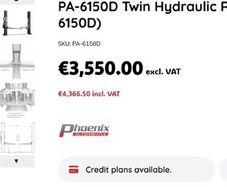 Twin Hydraulic Ram, 2 Post Lift(PA-6150D)