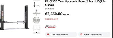 Twin Hydraulic Ram, 2 Post Lift(PA-6150D)