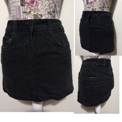 Black Denim Skirt, New