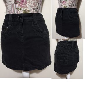 Black Denim Skirt, New