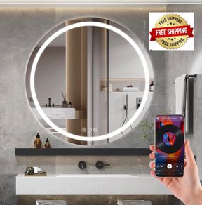 Bluetooth LED Bathroom Wall Mirror with LED Lights - 800mm Round Anti-Fog Vanity Mirror