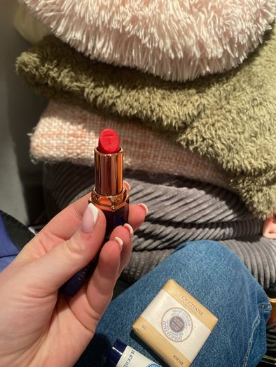 Ted Baker red lipstick, OPI red nail polish.