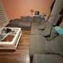 L couch, swivel love seat and large footstool Image 6