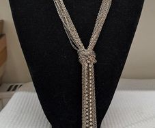 Silver Tone Multi-Chain Tassel Statement Necklace