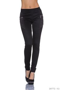 Black with zip and rhinestones leggins fits sm