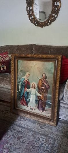 Huge Victorian Picture Holy Family Framed