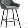 Set of two Bar Stool, Counter Stool, Bistro Stool, Set of 2, Velvet Padded Bar Chairs with Armrest, Fashionable Stool with Black Metal Legs for Kitchen, Bistro and Counter (Teal, 2) Image 5
